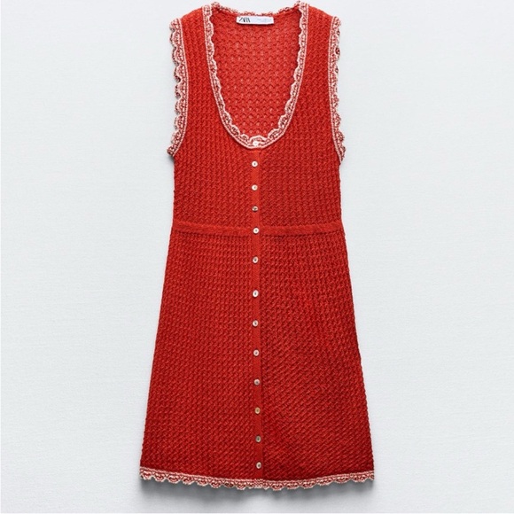 Zara Dresses & Skirts - Zara red crochet dress